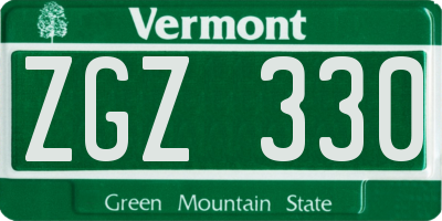 VT license plate ZGZ330