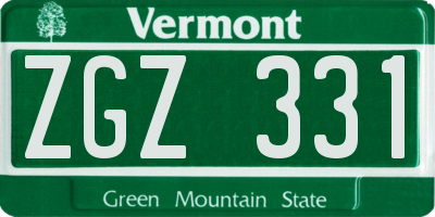 VT license plate ZGZ331