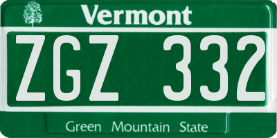 VT license plate ZGZ332