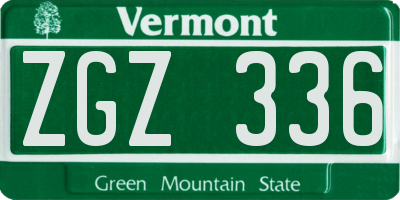 VT license plate ZGZ336