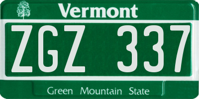 VT license plate ZGZ337