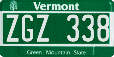 VT license plate ZGZ338