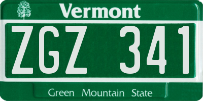 VT license plate ZGZ341