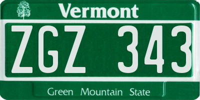 VT license plate ZGZ343