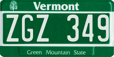VT license plate ZGZ349