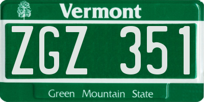 VT license plate ZGZ351