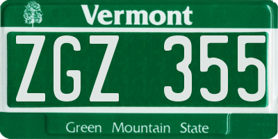 VT license plate ZGZ355