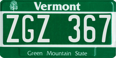 VT license plate ZGZ367