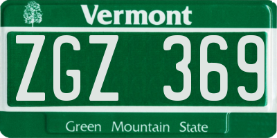 VT license plate ZGZ369