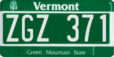 VT license plate ZGZ371