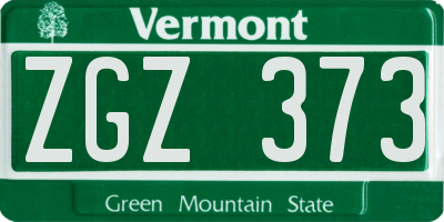 VT license plate ZGZ373