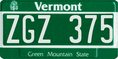 VT license plate ZGZ375