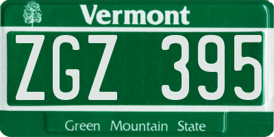 VT license plate ZGZ395