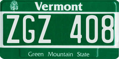 VT license plate ZGZ408