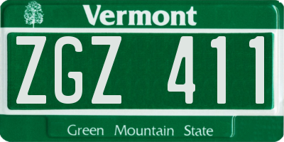 VT license plate ZGZ411