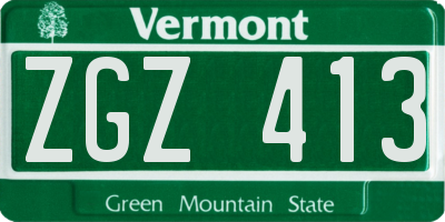 VT license plate ZGZ413