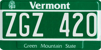 VT license plate ZGZ420