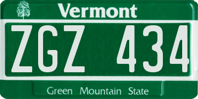 VT license plate ZGZ434