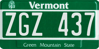 VT license plate ZGZ437