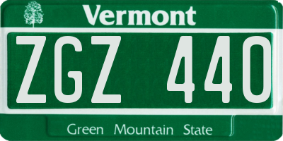 VT license plate ZGZ440