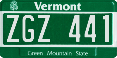VT license plate ZGZ441