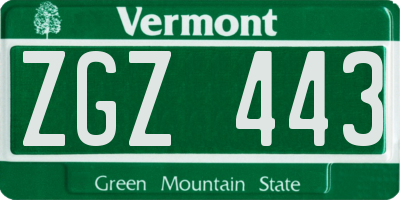 VT license plate ZGZ443