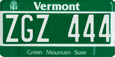 VT license plate ZGZ444