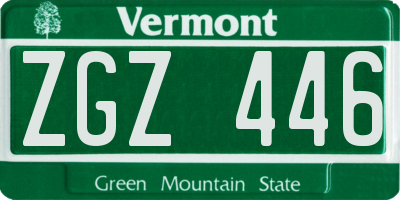 VT license plate ZGZ446