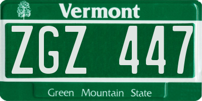 VT license plate ZGZ447