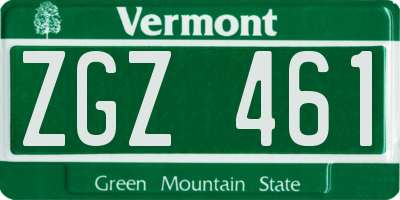 VT license plate ZGZ461