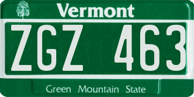 VT license plate ZGZ463