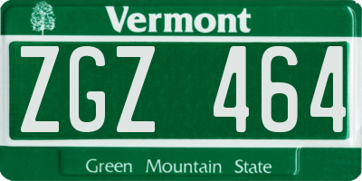 VT license plate ZGZ464