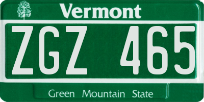 VT license plate ZGZ465