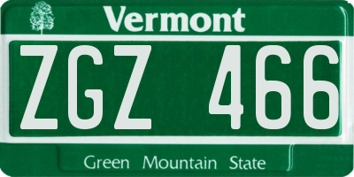 VT license plate ZGZ466