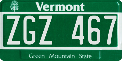 VT license plate ZGZ467