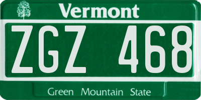 VT license plate ZGZ468