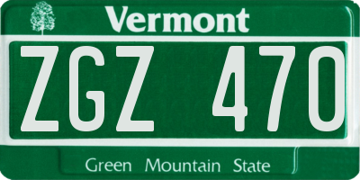 VT license plate ZGZ470