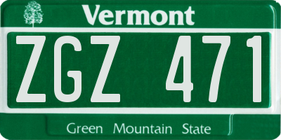 VT license plate ZGZ471