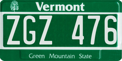 VT license plate ZGZ476