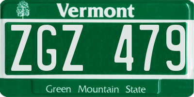 VT license plate ZGZ479