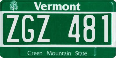 VT license plate ZGZ481