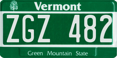 VT license plate ZGZ482