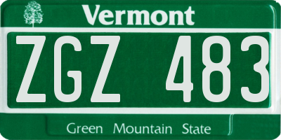 VT license plate ZGZ483