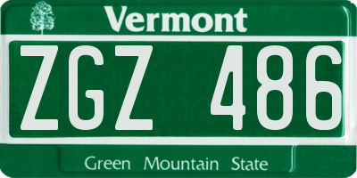 VT license plate ZGZ486