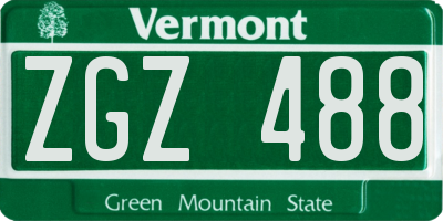 VT license plate ZGZ488