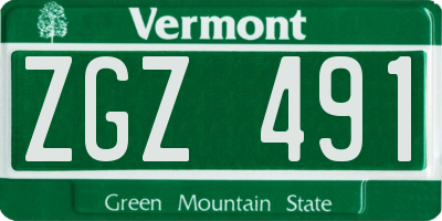VT license plate ZGZ491