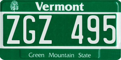 VT license plate ZGZ495