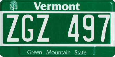 VT license plate ZGZ497