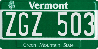 VT license plate ZGZ503