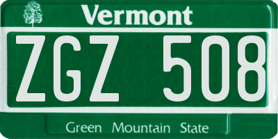 VT license plate ZGZ508